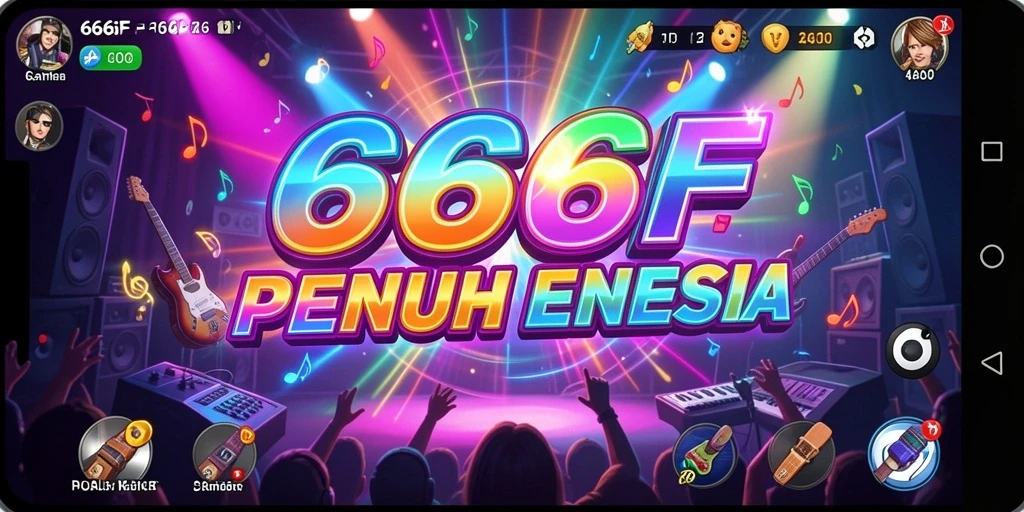 Tampilan gameplay 666F menampilkan interaksi musik yang seru dan penuh warna.