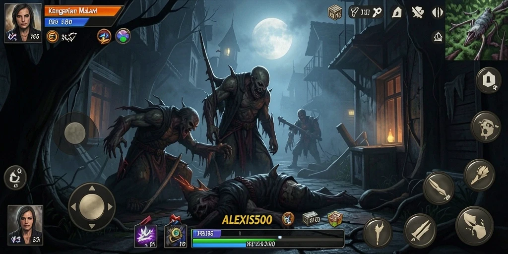Tampilan menegangkan dari gameplay ALEXIS500 saat menghadapi makhluk horror.