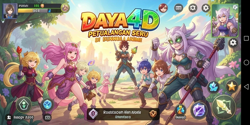 Tangkapan layar gameplay DAYA4D menampilkan aksi epik dan karakter anime yang menarik.