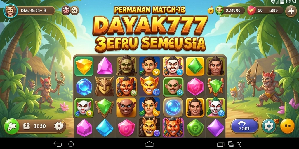 Tangkapan layar utama dari gameplay seru MATCH-3 DAYAK777.