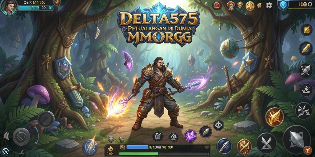 Tampilan gameplay DELTA575 menunjukkan petualangan epik di dunia MMORPG yang kaya.
