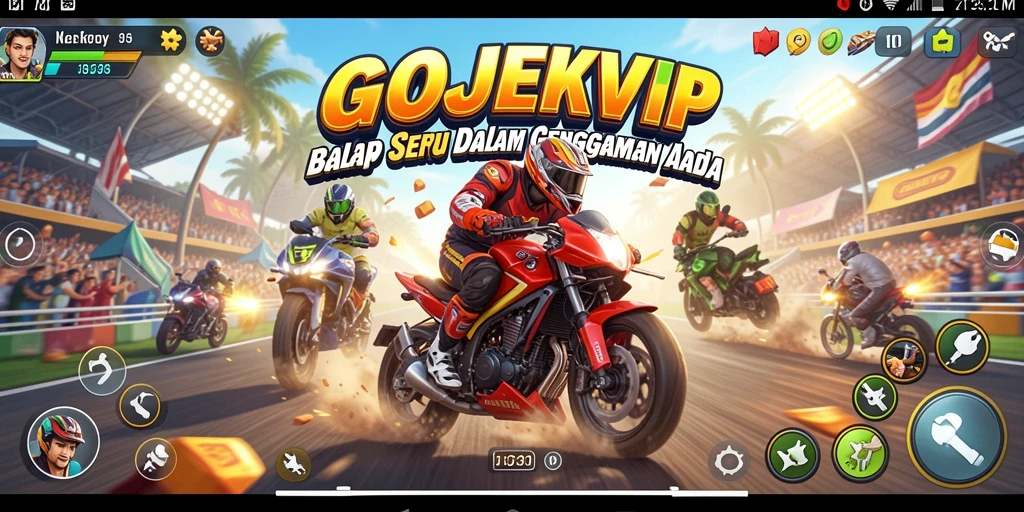 Tampilan menarik dari gameplay balap seru di GOJEKVIP.