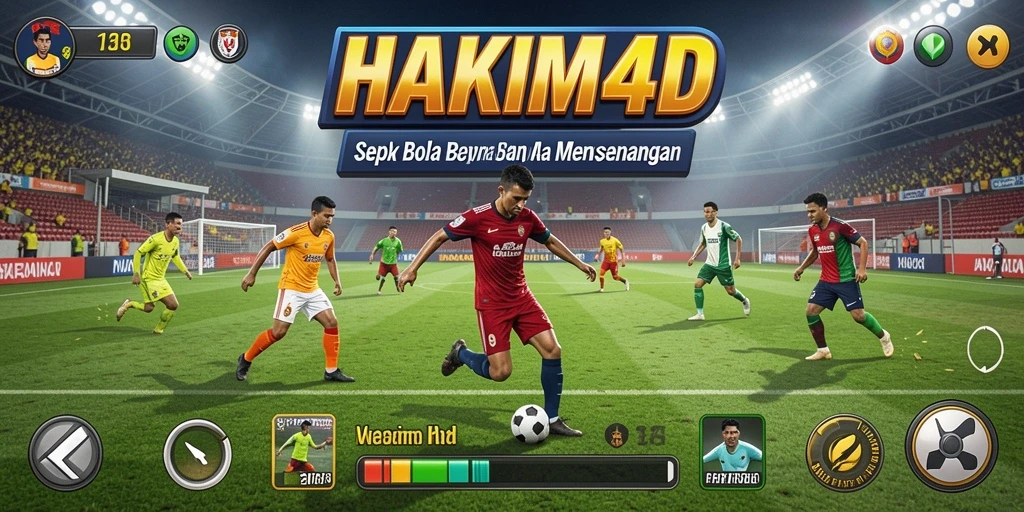 Tangkapan layar utama HAKIM4D menunjukkan aksi sepak bola yang mendebarkan.