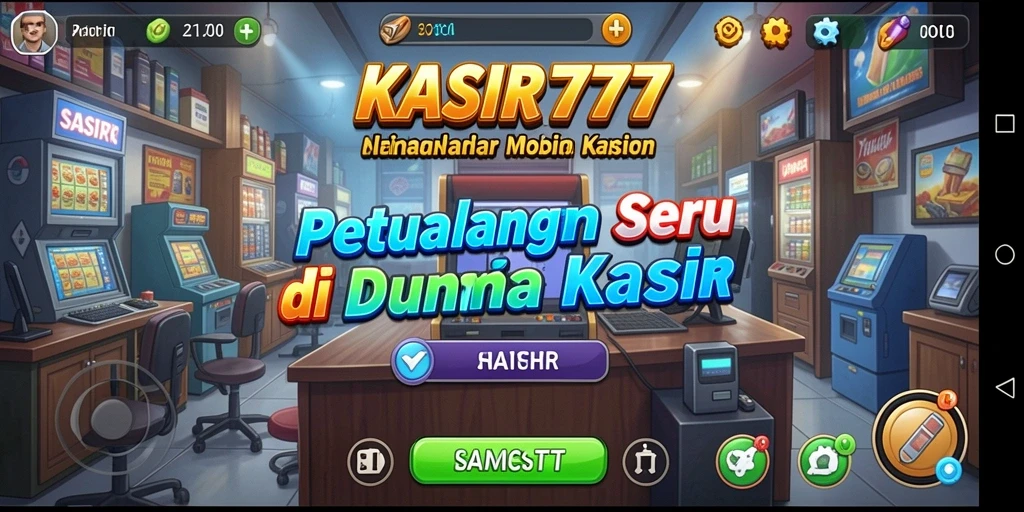 Screenshot KASIR777 menampilkan aksi kasir yang dinamis dan penuh warna.