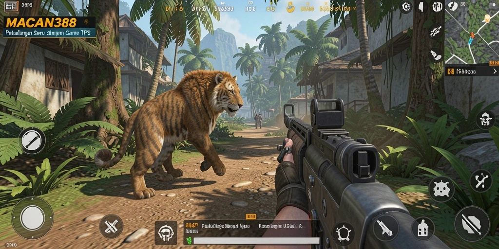 Tampilan gameplay seru dalam sebuah pertempuran TPS yang intens.