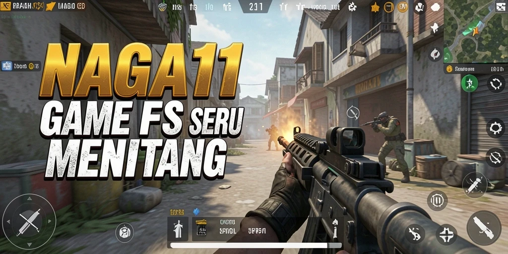 Tampilan gameplay intens dari NAGA11 dengan aksi tembak-menembak yang seru.