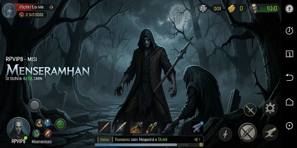 Tampilan menyeramkan dari gameplay RPVIP8 yang penuh dengan kegelapan dan misteri.