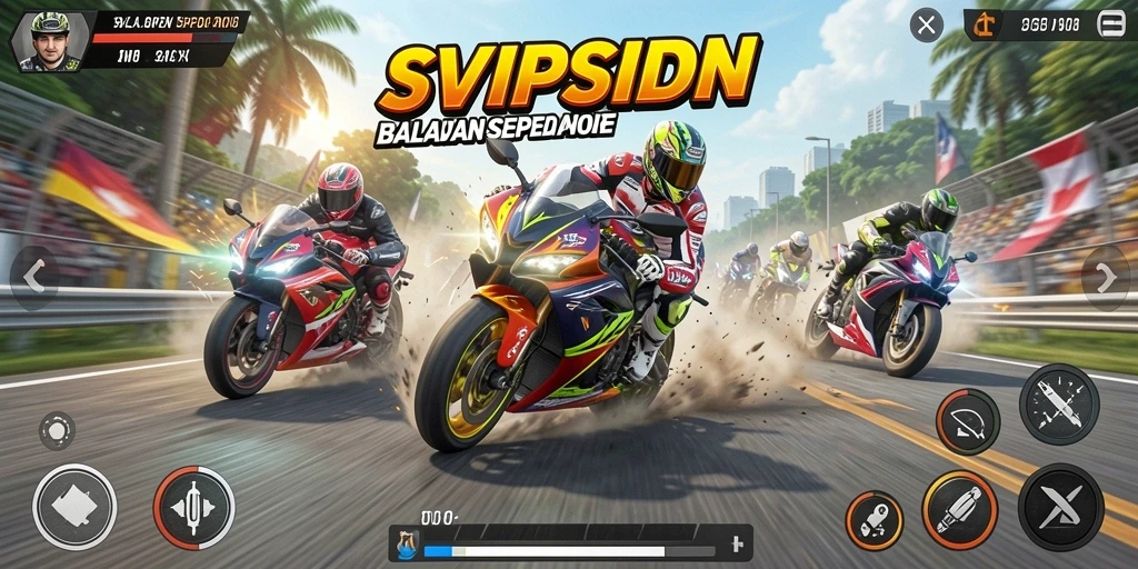 Gameplay menarik dari SVIPSIDN menampilkan aksi balapan motor.