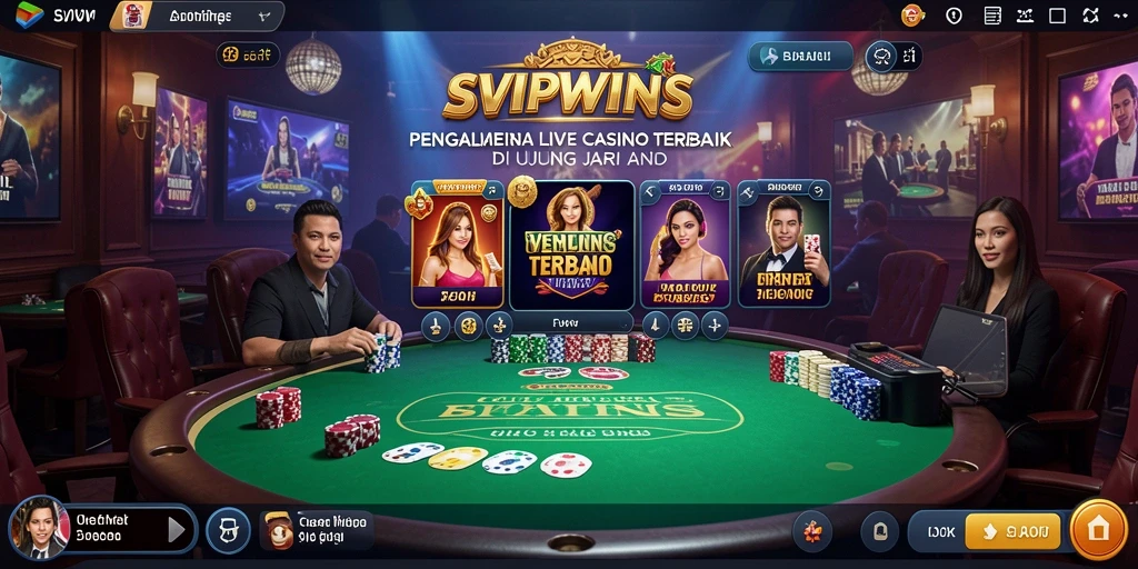 Tampilan gameplay mendebarkan dari SVIPWINS yang menampilkan dealer langsung.