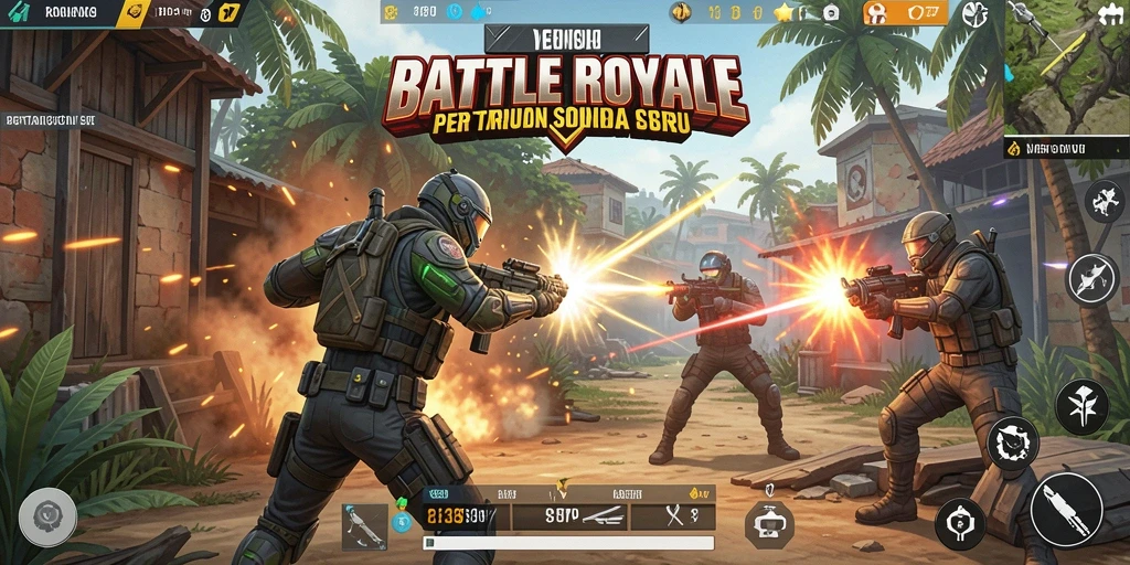 Tampilan gameplay V07 yang penuh aksi dalam Battle Royale.